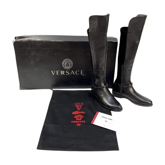 Versace Black Over the Knee Riding Boots NIB - Picture 15 of 15